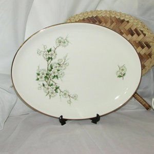 Georgian China Spring Blossom Oval Serving Platter Mid-century Floral Dishes